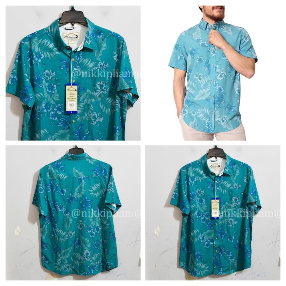 Seapointe Men's Tropical Woven Shirt inTeal